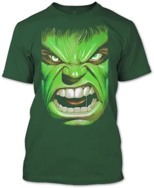 Angry Hulk Face T Shirt Design PNG Image