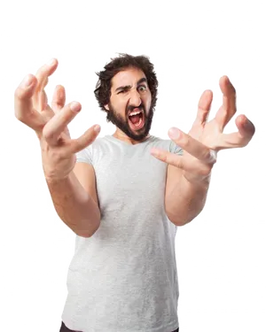 Angry Man Gesturing Aggressively PNG Image