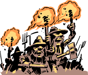 Vector Illustration Of Mob Of Angry Townsfolk Protesting - Angry Mob Transparent Gif, HD Png Download PNG image with transparent background