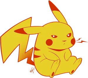 Angry Pikachu Illustration PNG Image