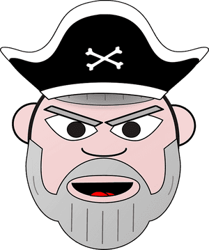 Angry Pirate Cartoon Graphic PNG image with transparent background