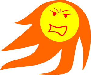 Angry Sun Cartoon Illustration PNG image with transparent background