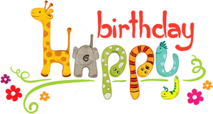 Animal Alphabet Happy Birthday Background PNG Image