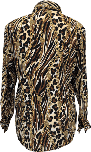 80's Animal And Chain Print Button Up Blouse By Totonko - Blouse, HD Png Download PNG with transparent background