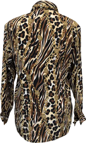 Animal Print Gold Chain Blouse Design PNG Image