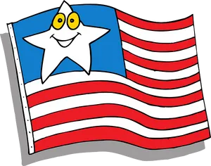 Animated American Flagwith Smiling Star PNG Image