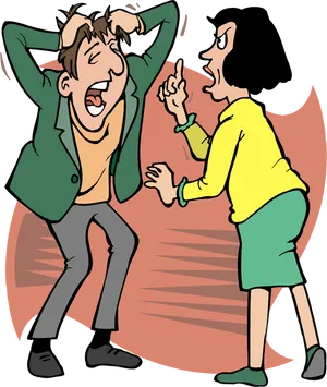 Animated Argument Between Two People PNG Image