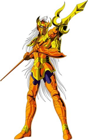 Animated_ Armored_ Warrior_with_ Spear PNG Image