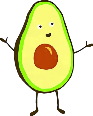 Animated Avocado Character PNG Image