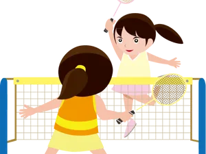 Animated Badminton Match Play PNG Image