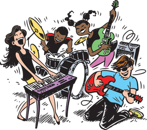 Animated Band Performance_ Concert Scene PNG with transparent background