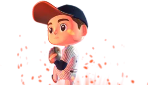 Animated Baseball Player Yankees Hat PNG Image