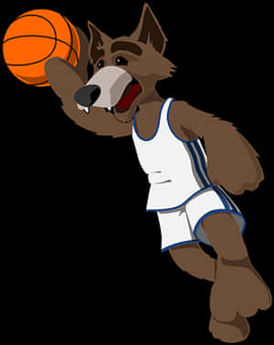 Animated Basketball Playing Wolf PNG image with transparent background