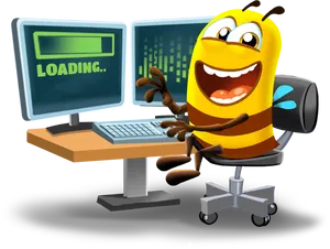 Animated Bee Computer Loading Screen PNG Image