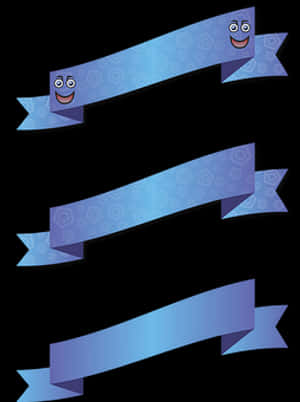 Animated Blue Bannerswith Faces PNG image with transparent background