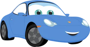 Animated Blue Car With Eyes PNG Image