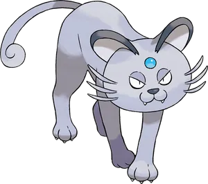 Animated Blue Gem Cat Pokemon PNG Image