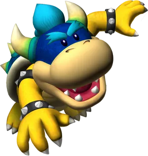 Animated Blue Haired Bowser Character PNG Image