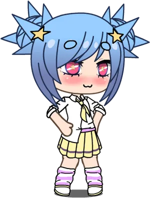 Animated Blue Haired Character PNG Image