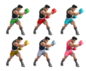 Animated Boxer Multiple Outfits PNG Image