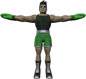 Animated Boxer Spread Arms Pose PNG Image