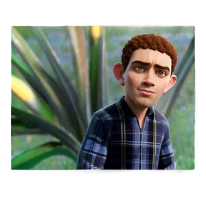 Animated Boyin Plaid Shirt PNG Image