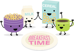 Breakfast Brunch Milk Corn Flakes - Breakfast Time Breakfast Cartoon, HD Png Download PNG image with transparent background