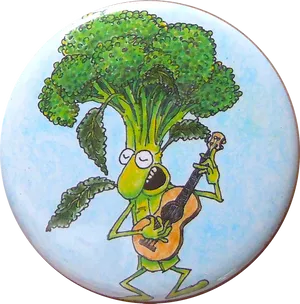 Animated Broccoli Playing Guitar PNG Image