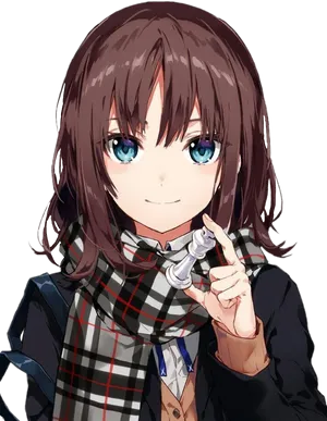 Animated Brown Haired Girl With Blue Eyes PNG Image