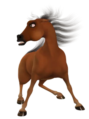 Animated Brown Horse Illustration PNG Image