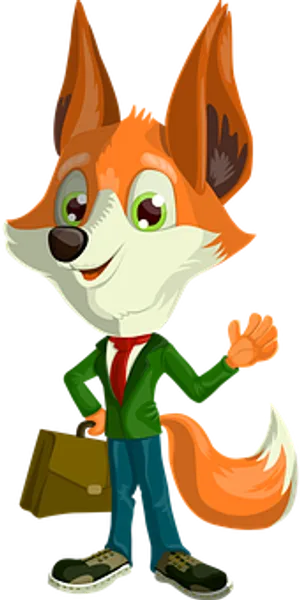 Animated Business Fox Character PNG Image