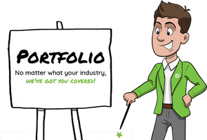 Animated Businessman Presenting Portfolio PNG image with transparent background