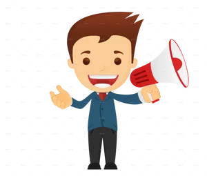 Animated Businessmanwith Megaphone PNG Image