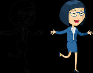 Animated Businesswoman Character Comparison PNG image with transparent background