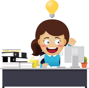 Animated Businesswoman Idea Epiphany PNG Image