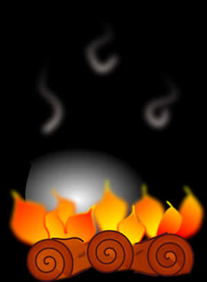 Animated Campfire Illustration PNG image with transparent background