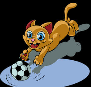 Animated Cat Playing Soccer PNG image with transparent background