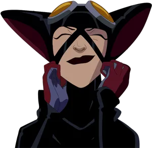 Animated Catwoman Adjusting Goggles PNG Image