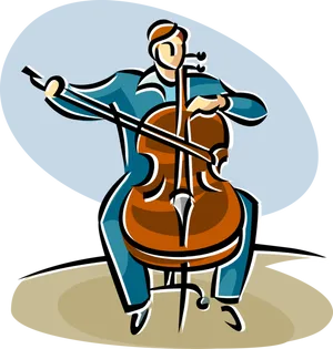 Animated Cellist Performance Art PNG Image