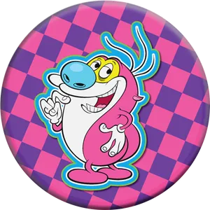 Animated Character Checkered Background Badge PNG Image