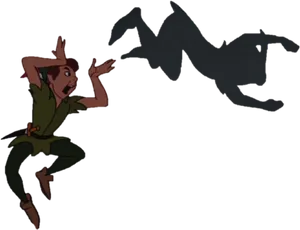 Animated Character Frightenedby Shadow PNG Image