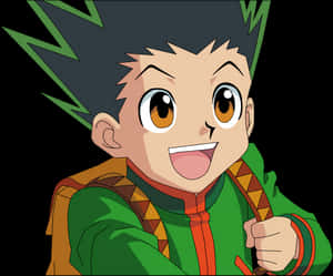 Animated Character Gon Freecss Smiling PNG image with transparent background