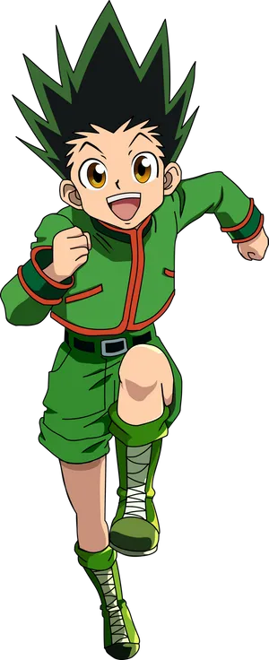 Animated Character Green Outfit PNG Image