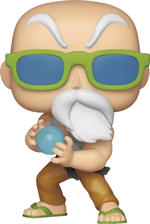 Animated Character Holding Crystal Ball Figurine PNG Image