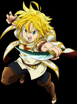 Animated Character Meliodas Action Pose PNG image with transparent background