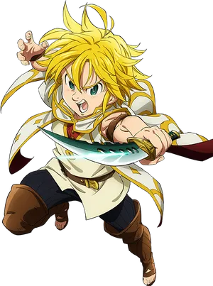 Animated Character Meliodas Action Pose PNG Image