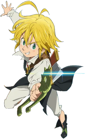 Animated Character Meliodas Action Pose PNG Image