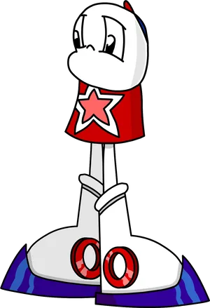 Animated Character Red Star Shirt White Boots PNG Image