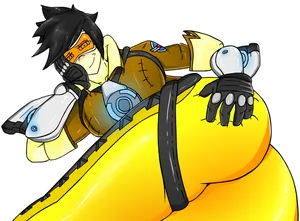 Animated Character Riding Robot Duck PNG Image