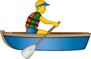 Animated Character Rowing Boat PNG Image